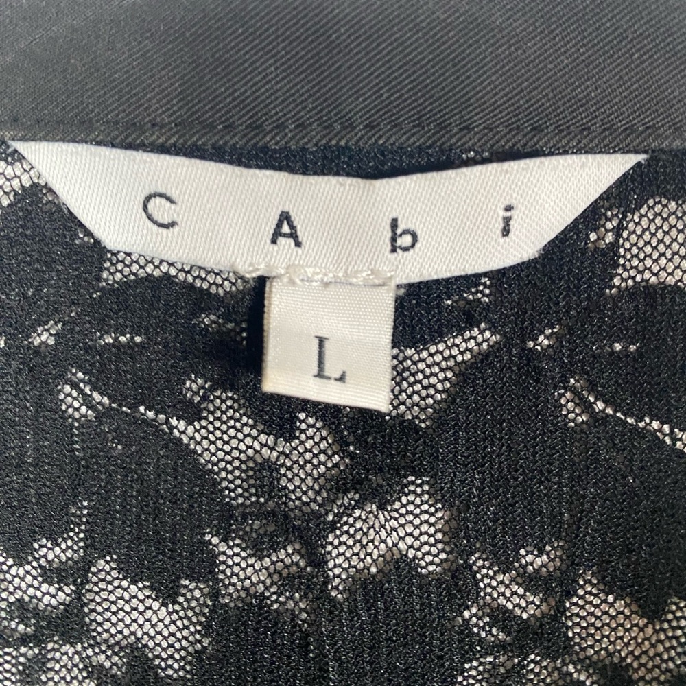 CAbi Black Lace Long Sleeve Sheer Full Zip Up Jacket Women’s Large - Picture 3 of 3